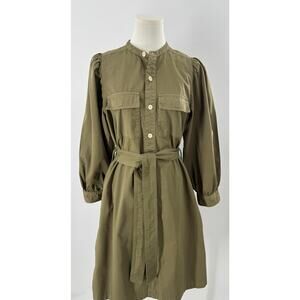 Alex Mill Cairo Olive Green Shirt Dress Bay Leaf Utility Dress M